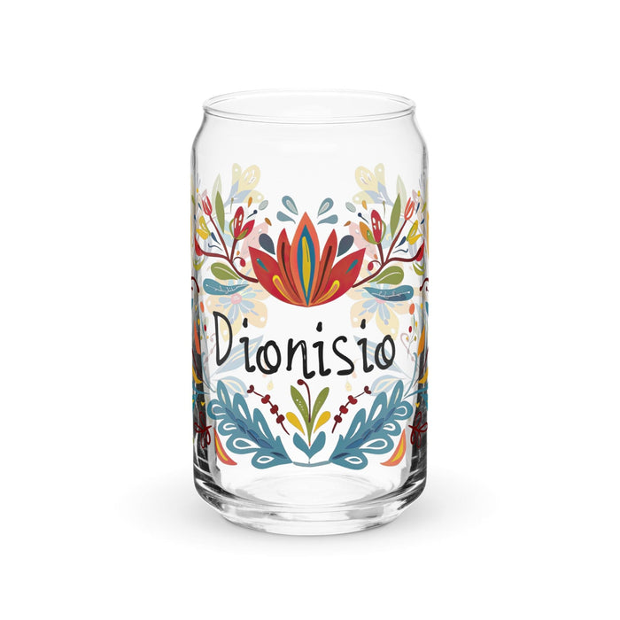 Dionisio Exclusive Name Art Piece Can-Shaped Glass Home Office Work Mexican Spanish Pride Gift Cup One-Of-A-Kind Calligraphy Glass | D5 Mexicada 16 oz