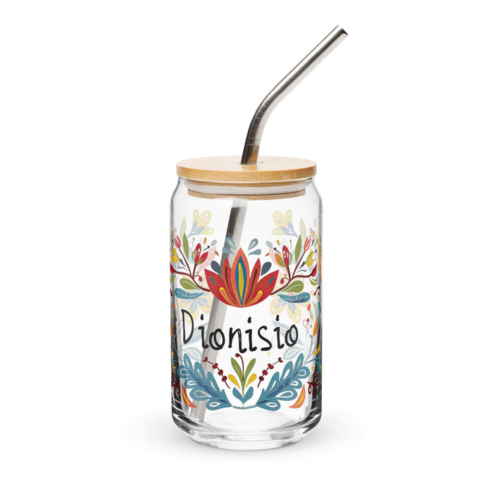 Dionisio Exclusive Name Art Piece Can-Shaped Glass Home Office Work Mexican Spanish Pride Gift Cup One-Of-A-Kind Calligraphy Glass | D5 Mexicada 16 oz With Lid & Straw