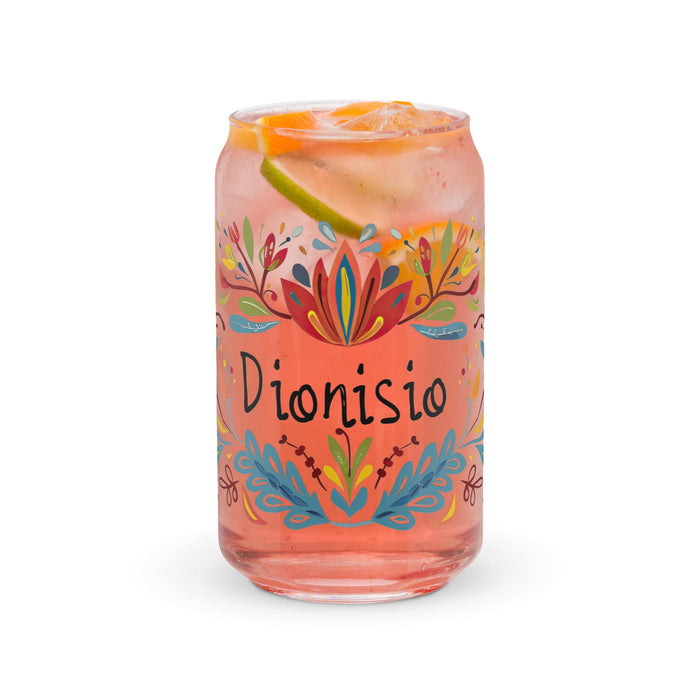 Dionisio Exclusive Name Art Piece Can-Shaped Glass Home Office Work Mexican Spanish Pride Gift Cup One-Of-A-Kind Calligraphy Glass | D5 Mexicada