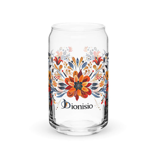 Dionisio Exclusive Name Art Piece Can-Shaped Glass Home Office Work Mexican Spanish Pride Gift Cup One-Of-A-Kind Calligraphy Glass | D6 Mexicada 16 oz