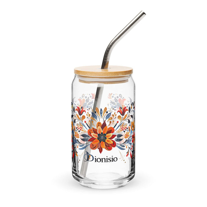 Dionisio Exclusive Name Art Piece Can-Shaped Glass Home Office Work Mexican Spanish Pride Gift Cup One-Of-A-Kind Calligraphy Glass | D6 Mexicada 16 oz With Lid & Straw