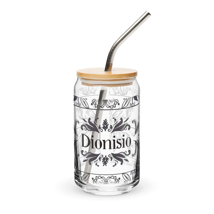 Dionisio Exclusive Name Art Piece Can-Shaped Glass Home Office Work Mexican Spanish Pride Gift Cup One-Of-A-Kind Calligraphy Glass | D7 Mexicada 16 oz With Lid & Straw