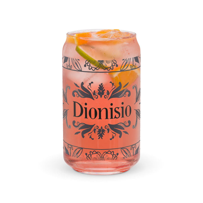 Dionisio Exclusive Name Art Piece Can-Shaped Glass Home Office Work Mexican Spanish Pride Gift Cup One-Of-A-Kind Calligraphy Glass | D7 Mexicada