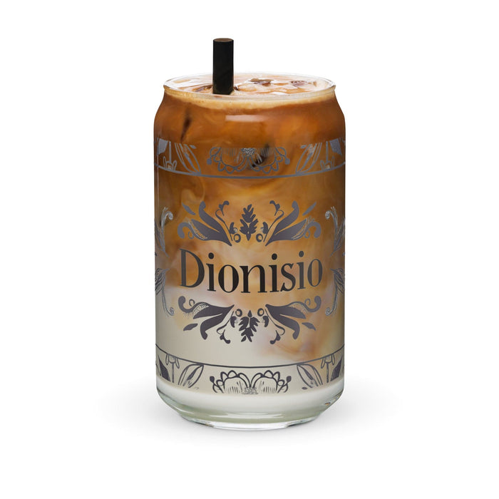 Dionisio Exclusive Name Art Piece Can-Shaped Glass Home Office Work Mexican Spanish Pride Gift Cup One-Of-A-Kind Calligraphy Glass | D7 Mexicada