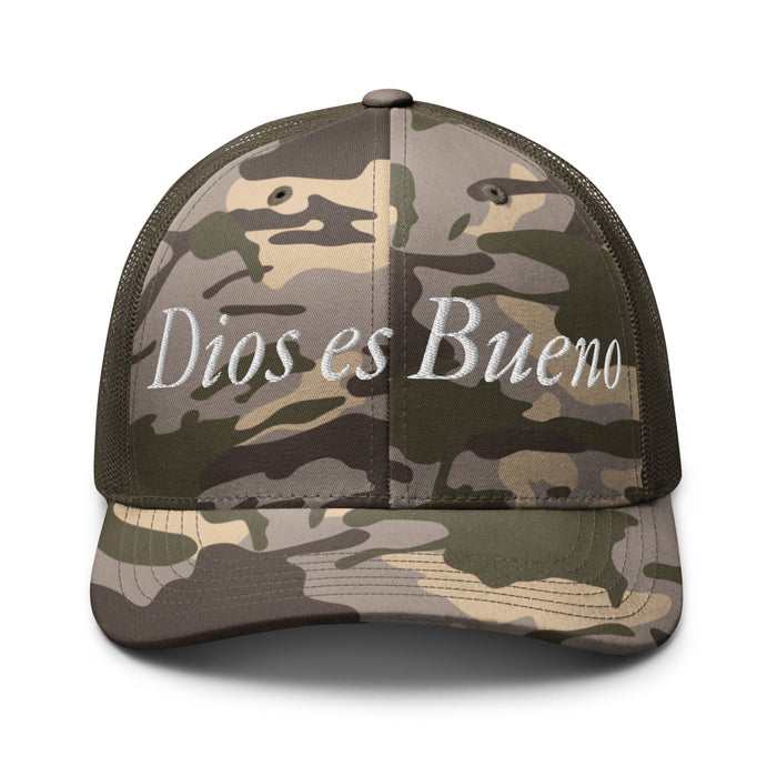 Dios es Bueno God is Good All Religion Have Faith Christian Catholic Camouflage Trucker Hat - Mexicada