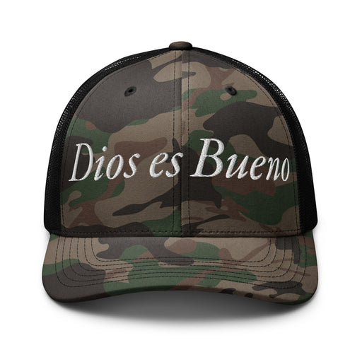 Dios es Bueno God is Good All Religion Have Faith Christian Catholic Camouflage Trucker Hat - Mexicada