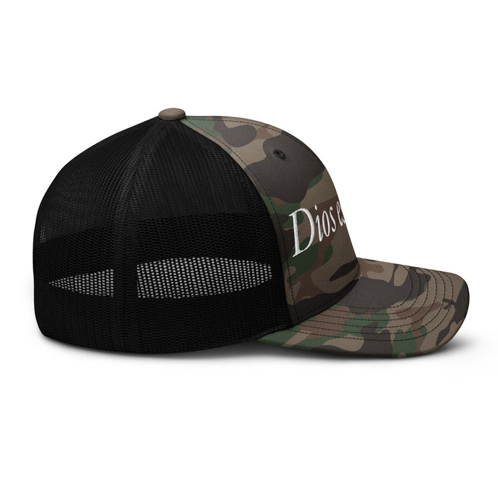 Dios es Bueno God is Good All Religion Have Faith Christian Catholic Camouflage Trucker Hat - Mexicada