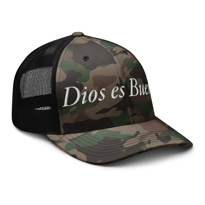 Dios es Bueno God is Good All Religion Have Faith Christian Catholic Camouflage Trucker Hat Mexicada