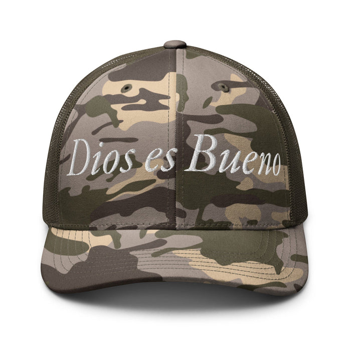 Dios es Bueno God is Good All Religion Have Faith Christian Catholic Camouflage Trucker Hat Mexicada Camo/Olive