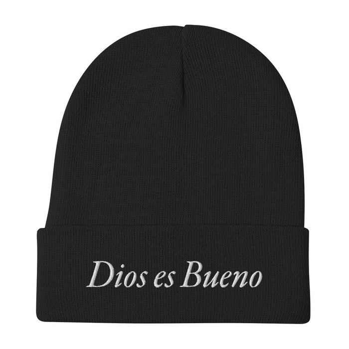 Dios es Bueno God is Good All Religion Have Faith Christian Catholic Embroidered Beanie Mexicada Black