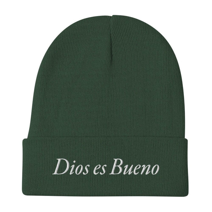 Dios es Bueno God is Good All Religion Have Faith Christian Catholic Embroidered Beanie Mexicada Dark green