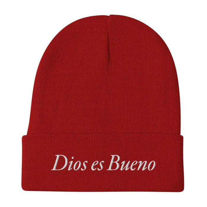 Dios es Bueno God is Good All Religion Have Faith Christian Catholic Embroidered Beanie Mexicada Red