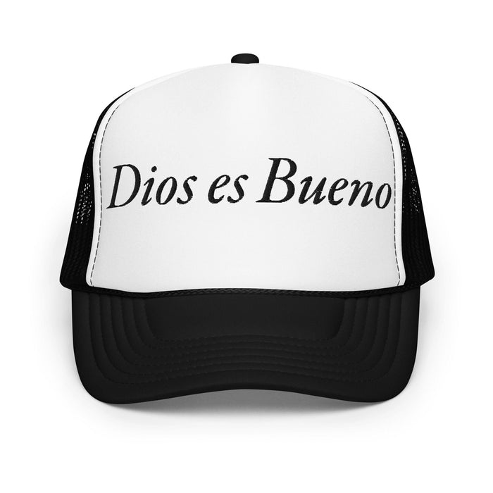 Dios es Bueno God is Good All Religion Have Faith Christian Catholic Foam Trucker Hat Mexicada Black / White / Black