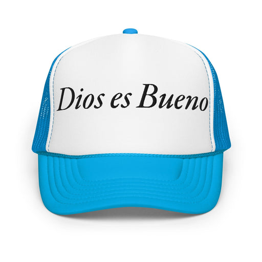 Dios es Bueno God is Good All Religion Have Faith Christian Catholic Foam Trucker Hat Mexicada Blue / White / Blue