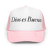 Dios es Bueno God is Good All Religion Have Faith Christian Catholic Foam Trucker Hat Mexicada Light Pink / White / Light Pink