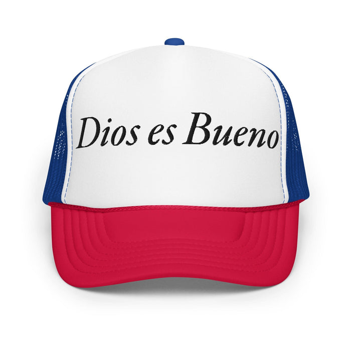 Dios es Bueno God is Good All Religion Have Faith Christian Catholic Foam Trucker Hat Mexicada White / Royal / Red