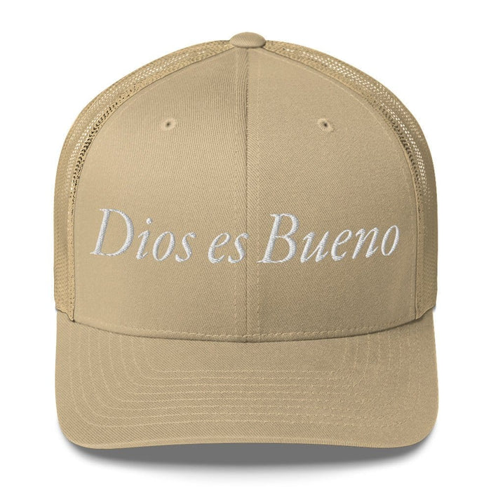 Dios es Bueno God is Good All Religion Have Faith Christian Catholic Trucker Cap Mexicada Khaki