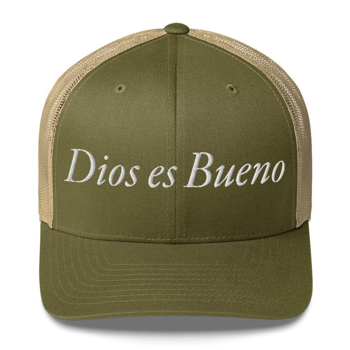 Dios es Bueno God is Good All Religion Have Faith Christian Catholic Trucker Cap Mexicada Moss/ Khaki