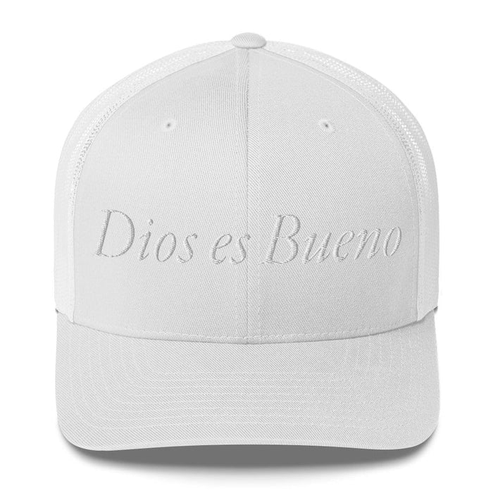 Dios es Bueno God is Good All Religion Have Faith Christian Catholic Trucker Cap Mexicada White