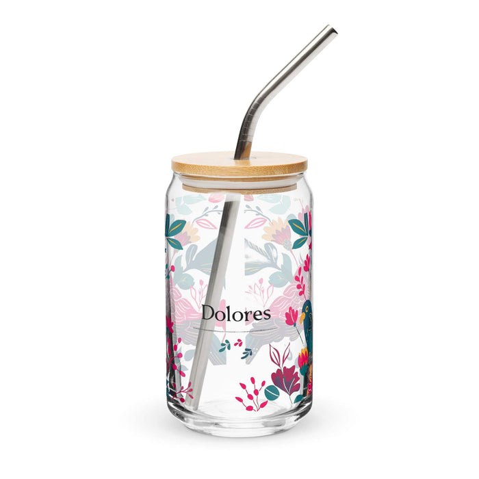 Dolores Exclusive Name Art Piece Can-Shaped Glass Home Office Work Mexican Spanish Pride Gift Cup One-Of-A-Kind Calligraphy Glass | D1 Mexicada 16 oz With Lid & Straw