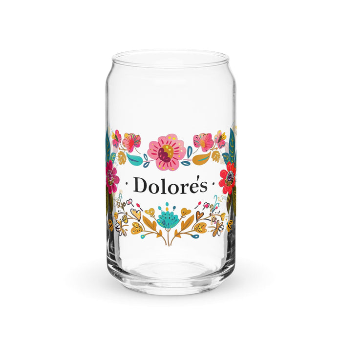 Dolores Exclusive Name Art Piece Can-Shaped Glass Home Office Work Mexican Spanish Pride Gift Cup One-Of-A-Kind Calligraphy Glass | D10 Mexicada 16 oz