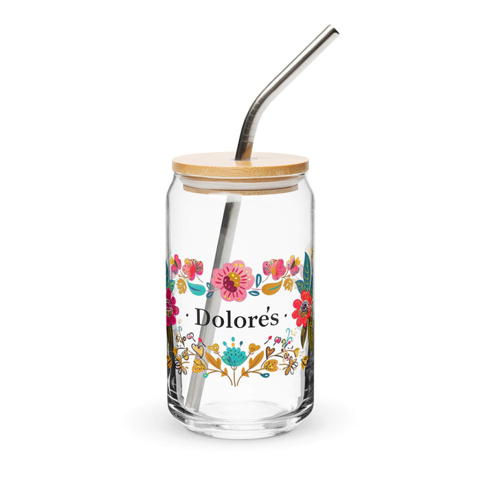 Dolores Exclusive Name Art Piece Can-Shaped Glass Home Office Work Mexican Spanish Pride Gift Cup One-Of-A-Kind Calligraphy Glass | D10 Mexicada 16 oz With Lid & Straw