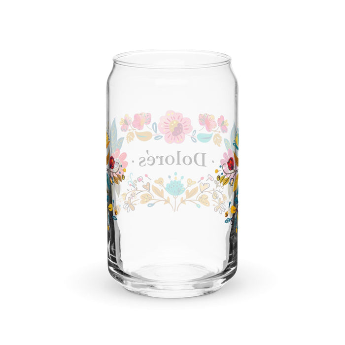 Dolores Exclusive Name Art Piece Can-Shaped Glass Home Office Work Mexican Spanish Pride Gift Cup One-Of-A-Kind Calligraphy Glass | D10 Mexicada