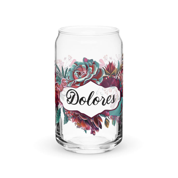 Dolores Exclusive Name Art Piece Can-Shaped Glass Home Office Work Mexican Spanish Pride Gift Cup One-Of-A-Kind Calligraphy Glass | D13 Mexicada 16 oz