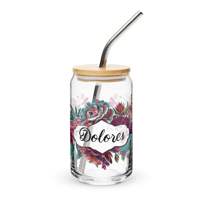 Dolores Exclusive Name Art Piece Can-Shaped Glass Home Office Work Mexican Spanish Pride Gift Cup One-Of-A-Kind Calligraphy Glass | D13 Mexicada 16 oz With Lid & Straw