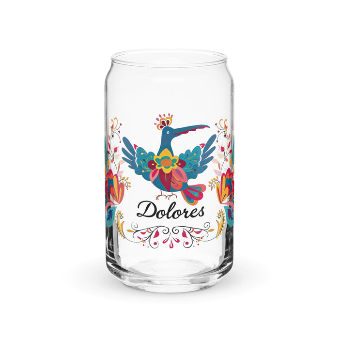 Dolores Exclusive Name Art Piece Can-Shaped Glass Home Office Work Mexican Spanish Pride Gift Cup One-Of-A-Kind Calligraphy Glass | D15 Mexicada 16 oz