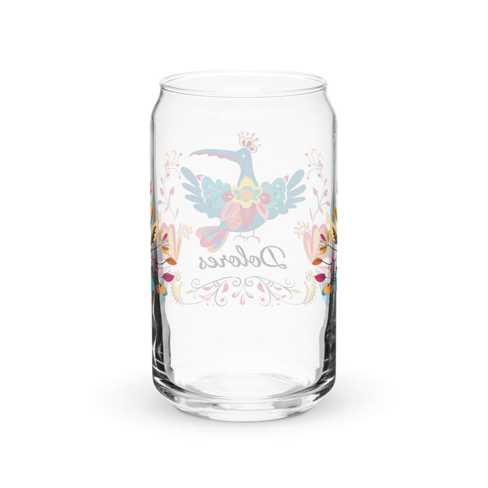 Dolores Exclusive Name Art Piece Can-Shaped Glass Home Office Work Mexican Spanish Pride Gift Cup One-Of-A-Kind Calligraphy Glass | D15 Mexicada