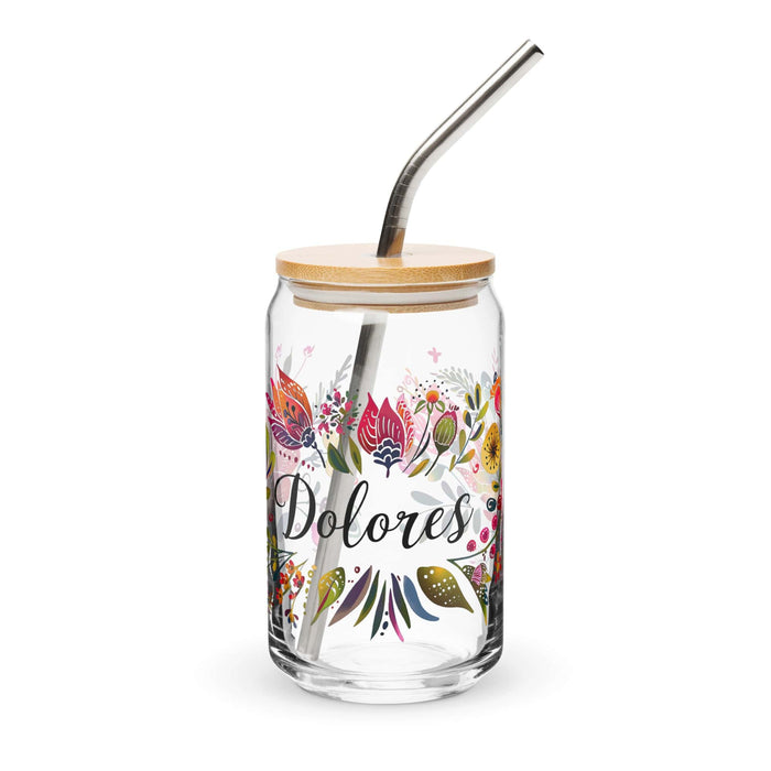 Dolores Exclusive Name Art Piece Can-Shaped Glass Home Office Work Mexican Spanish Pride Gift Cup One-Of-A-Kind Calligraphy Glass | D19 Mexicada 16 oz With Lid & Straw