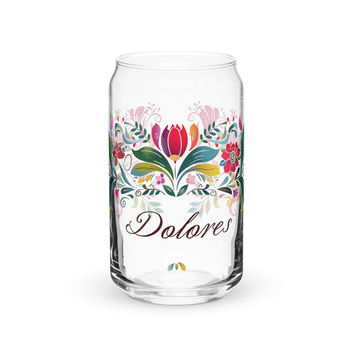 Dolores Exclusive Name Art Piece Can-Shaped Glass Home Office Work Mexican Spanish Pride Gift Cup One-Of-A-Kind Calligraphy Glass | D21 Mexicada 16 oz