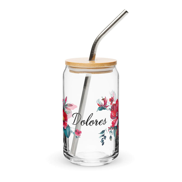 Dolores Exclusive Name Art Piece Can-Shaped Glass Home Office Work Mexican Spanish Pride Gift Cup One-Of-A-Kind Calligraphy Glass | D22 Mexicada 16 oz With Lid & Straw