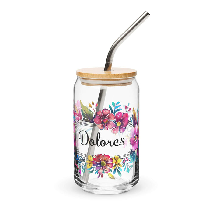 Dolores Exclusive Name Art Piece Can-Shaped Glass Home Office Work Mexican Spanish Pride Gift Cup One-Of-A-Kind Calligraphy Glass | D23 Mexicada 16 oz With Lid & Straw