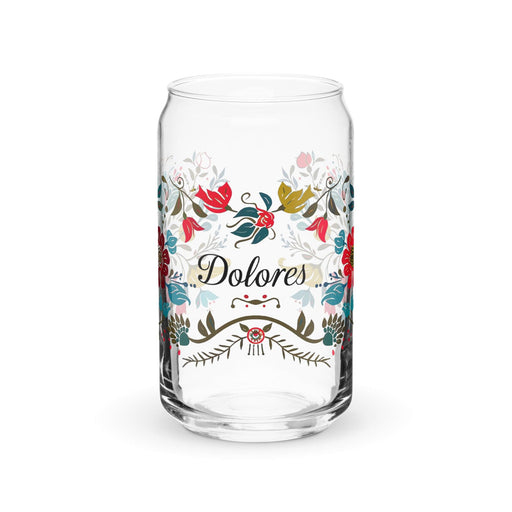 Dolores Exclusive Name Art Piece Can-Shaped Glass Home Office Work Mexican Spanish Pride Gift Cup One-Of-A-Kind Calligraphy Glass | D3 Mexicada 16 oz