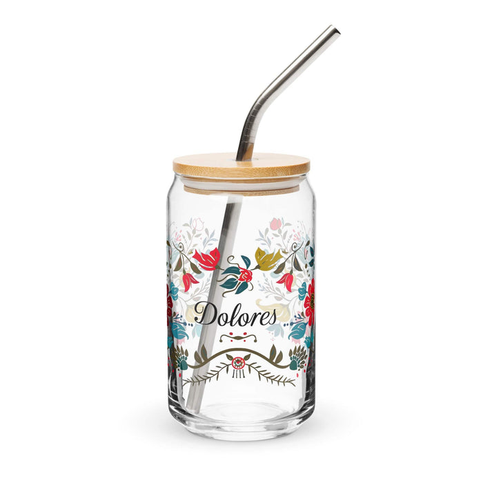 Dolores Exclusive Name Art Piece Can-Shaped Glass Home Office Work Mexican Spanish Pride Gift Cup One-Of-A-Kind Calligraphy Glass | D3 Mexicada 16 oz With Lid & Straw