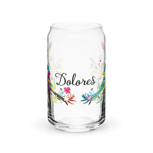 Dolores Exclusive Name Art Piece Can-Shaped Glass Home Office Work Mexican Spanish Pride Gift Cup One-Of-A-Kind Calligraphy Glass | D4 Mexicada 16 oz