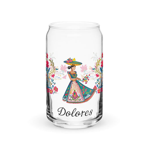 Dolores Exclusive Name Art Piece Can-Shaped Glass Home Office Work Mexican Spanish Pride Gift Cup One-Of-A-Kind Calligraphy Glass | D5 Mexicada 16 oz (No Lid No Straw)