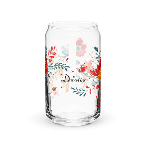 Dolores Exclusive Name Art Piece Can-Shaped Glass Home Office Work Mexican Spanish Pride Gift Cup One-Of-A-Kind Calligraphy Glass | D6 Mexicada 16 oz (No Lid No Straw)