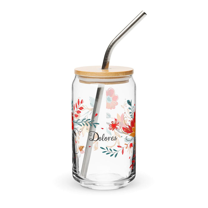 Dolores Exclusive Name Art Piece Can-Shaped Glass Home Office Work Mexican Spanish Pride Gift Cup One-Of-A-Kind Calligraphy Glass | D6 Mexicada 16 oz With Lid & Straw