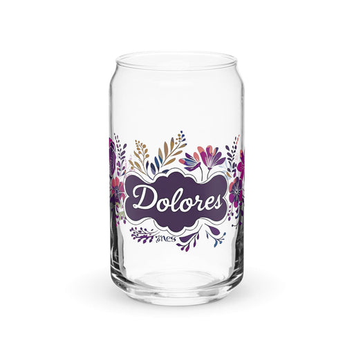 Dolores Exclusive Name Art Piece Can-Shaped Glass Home Office Work Mexican Spanish Pride Gift Cup One-Of-A-Kind Calligraphy Glass | D9 Mexicada 16 oz