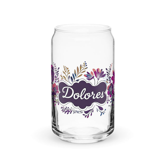 Dolores Exclusive Name Art Piece Can-Shaped Glass Home Office Work Mexican Spanish Pride Gift Cup One-Of-A-Kind Calligraphy Glass | D9 Mexicada 16 oz