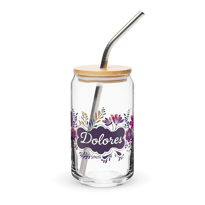 Dolores Exclusive Name Art Piece Can-Shaped Glass Home Office Work Mexican Spanish Pride Gift Cup One-Of-A-Kind Calligraphy Glass | D9 Mexicada 16 oz With Lid & Straw