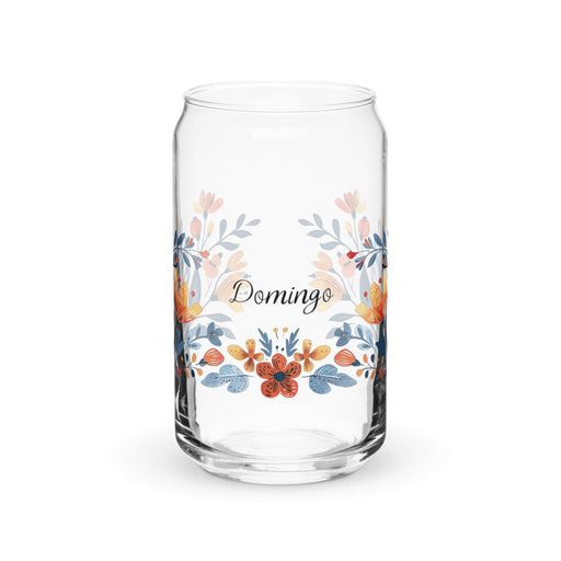 Domingo Exclusive Name Art Piece Can-Shaped Glass Home Office Work Mexican Spanish Pride Gift Cup One-Of-A-Kind Calligraphy Glass | D1 Mexicada 16 oz