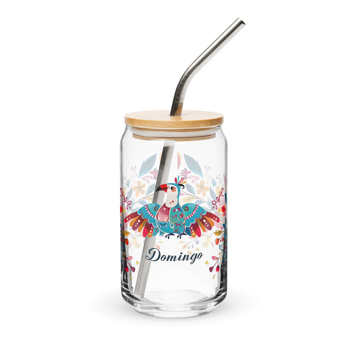 Domingo Exclusive Name Art Piece Can-Shaped Glass Home Office Work Mexican Spanish Pride Gift Cup One-Of-A-Kind Calligraphy Glass | D11 Mexicada 16 oz With Lid & Straw