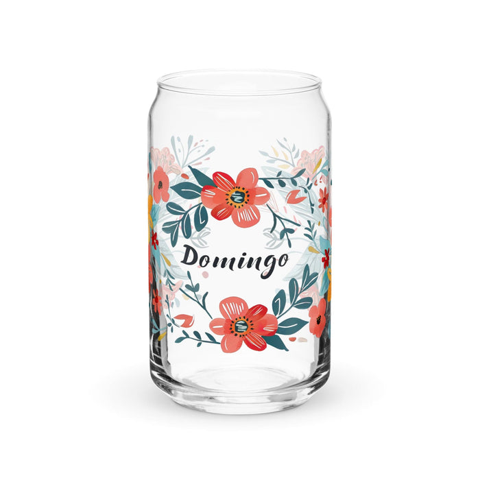 Domingo Exclusive Name Art Piece Can-Shaped Glass Home Office Work Mexican Spanish Pride Gift Cup One-Of-A-Kind Calligraphy Glass | D12 Mexicada 16 oz