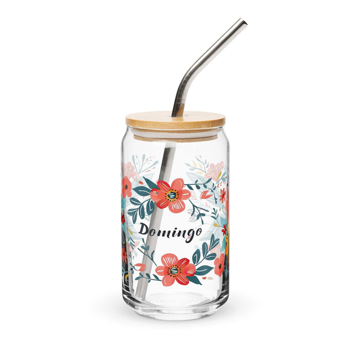 Domingo Exclusive Name Art Piece Can-Shaped Glass Home Office Work Mexican Spanish Pride Gift Cup One-Of-A-Kind Calligraphy Glass | D12 Mexicada 16 oz With Lid & Straw