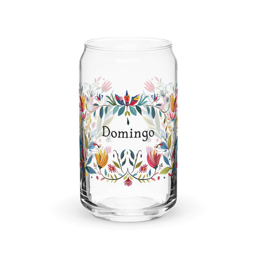 Domingo Exclusive Name Art Piece Can-Shaped Glass Home Office Work Mexican Spanish Pride Gift Cup One-Of-A-Kind Calligraphy Glass | D13 Mexicada 16 oz