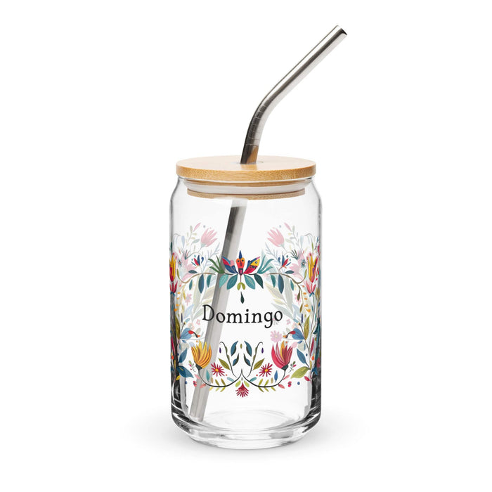 Domingo Exclusive Name Art Piece Can-Shaped Glass Home Office Work Mexican Spanish Pride Gift Cup One-Of-A-Kind Calligraphy Glass | D13 Mexicada 16 oz With Lid & Straw